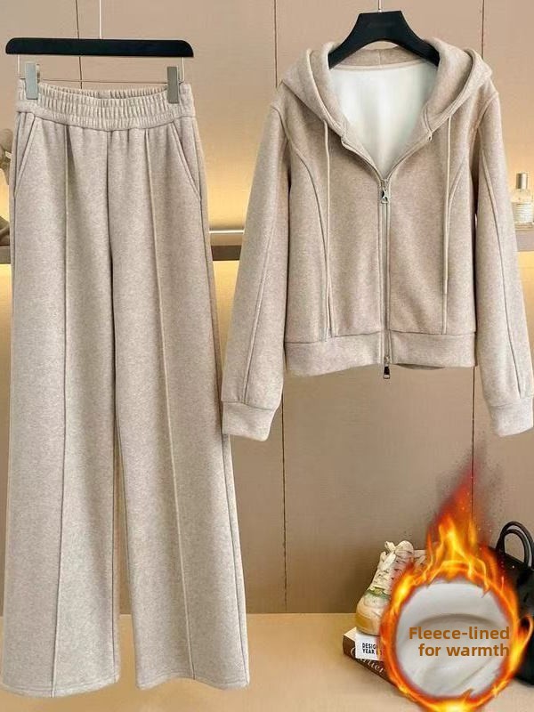 Fleece Hoodie Lined - Completo Invernale da Donna: Felpa con