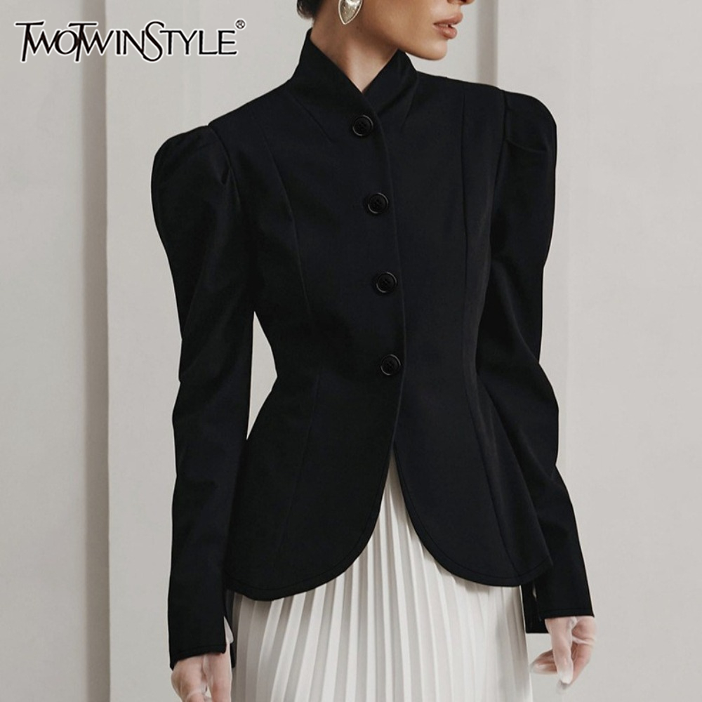 Winter Clothing In French - TWOTWINSTYLE Giacca francese elegante retrò nera